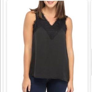 New Directions Black Lace Tank Top Large NWT